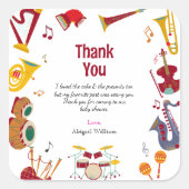 Einzigartige farbenfrohe Musical Baby Dusche Viele Quadratischer Aufkleber (Vorderseite)