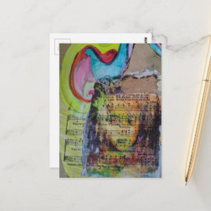 Einzigartige farbenfrohe Person Mixed Media Collag Postkarte