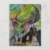 Einzigartige farbenfrohe Schädelknochen Mixed Medi Postkarte (Vorderseite)
