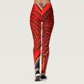 Einzigartige farbenfrohe, schwarz-orange Leggings (Rückseite)