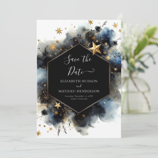 Einzigartige feierliche Hochzeit Save The Date (Stehend Vorderseite)