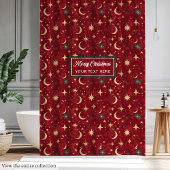 Einzigartige Festive Deep Red Christmas Sky Gold S Duschvorhang