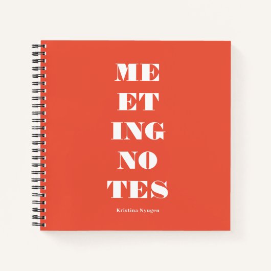 Einzigartige, fette Typografie Orange White Meetin Notizblock (Vorderseite)