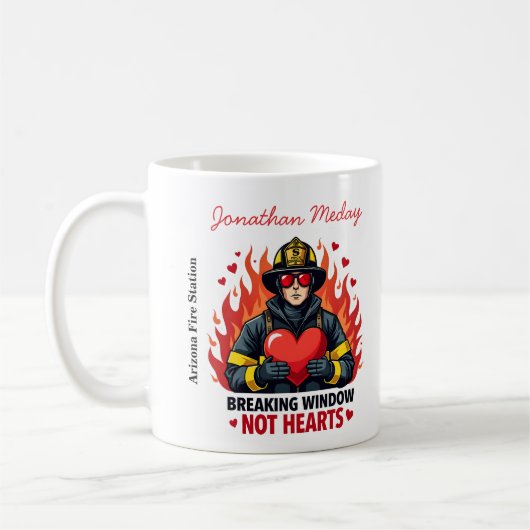Einzigartige Feuerwehrmann-Liebe Schwarz-Rot-Text Kaffeetasse (Links)
