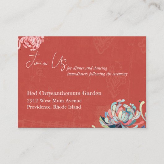 Einzigartige florale Hochzeitsempfehlung Begleitkarte (Vorderseite)