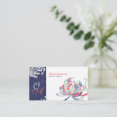 Einzigartige florale Monogramme Visitenkarte (Stehend Vorderseite)