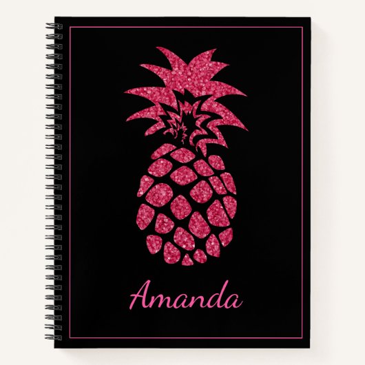 Einzigartige Form Pink Glitzer Schwarzer Ananas Na Notizblock (Vorderseite)
