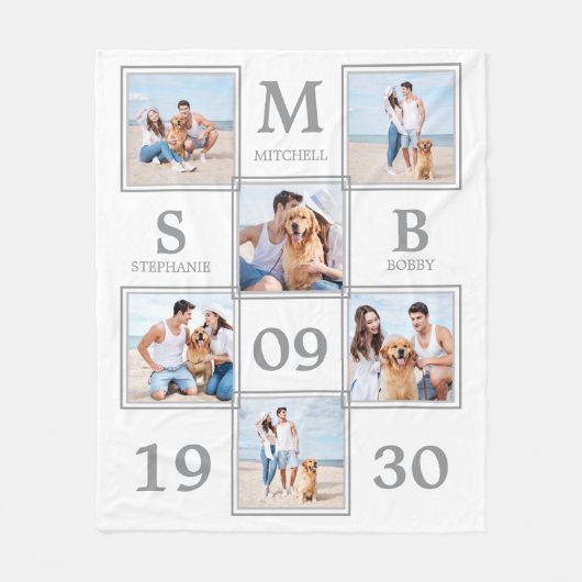 Einzigartige Foto Collage Newlywed Keepake Wedding Fleecedecke (Vorderseite)