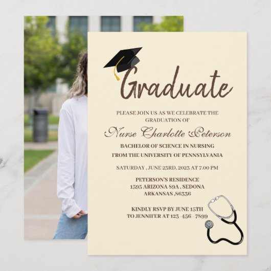 Einzigartige Foto-Krankenversicherungspartei Einladung (Vorne/Hinten)