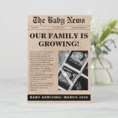 Einzigartige Foto-Zeitung Babydusche Einladung (Stehend Vorderseite)