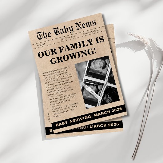 Einzigartige Foto-Zeitung Babydusche Einladung