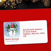 Einzigartige Fun Snowman Weihnachtsbaum-Rücksendea