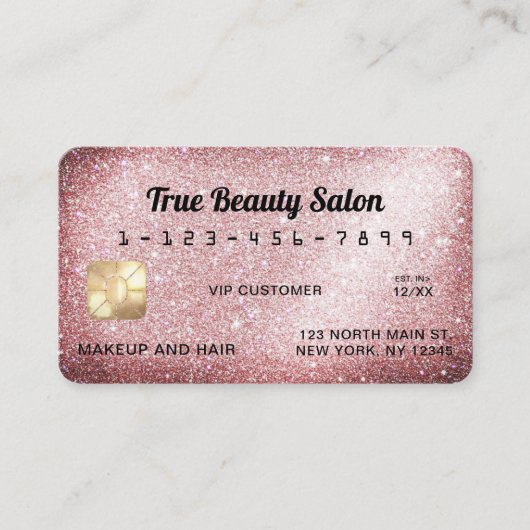 Einzigartige Funkelnd Rose Gold Glitzer Kreditkart Visitenkarte (Vorderseite)