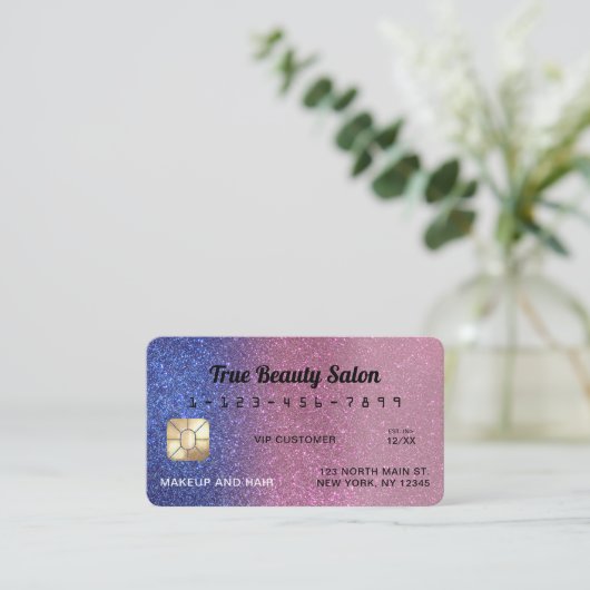 Einzigartige Funkelnd Saphir Pink Glitzer Kreditka Visitenkarte (Stehend Vorderseite)