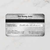 Einzigartige Funkelnd Silver Glitzer Kreditkarte Visitenkarte (Rückseite)