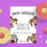 Einzigartige Funny Dog Happy Birthday Card<br><div class="desc">Einzigartiges Funny Dog Party Happy Birthday - Individuell gestaltbar, Hund Lover Thema Das einzigartige Funny Hunde Party Happy Birthday ist die perfekte Lösung für alle, die eine einmalige Happy Birthday Card für ihr besonderes Event suchen. Diese individuell gestaltbare Dankeschön-Karte bietet vier lustige und sonderbare Hundescharts, die sich vom Rand der...</div>