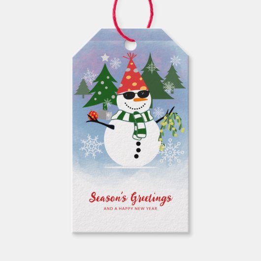 Einzigartige Funny Stylish Snowman Snowflakes Weih Geschenkanhänger (Vorderseite)