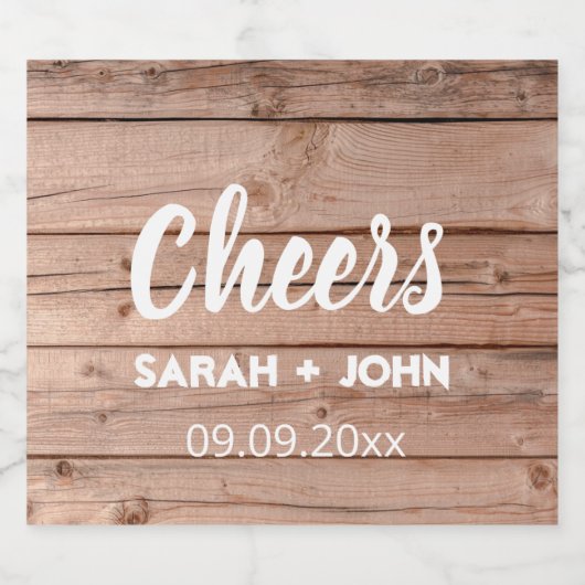 Einzigartige Gastgeschenk Hochzeit aus rustikalem Schaumweinetikett (Einzelnes Label)