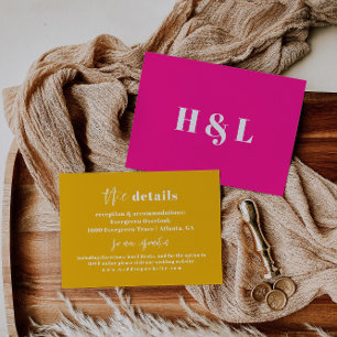 Einzigartige, gelbe, fette Hochzeitskarte Begleitkarte