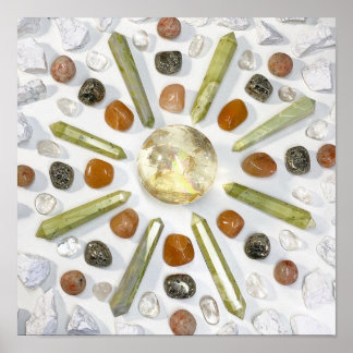 Einzigartige Geologie Gelber Orangenstein Kristall Poster