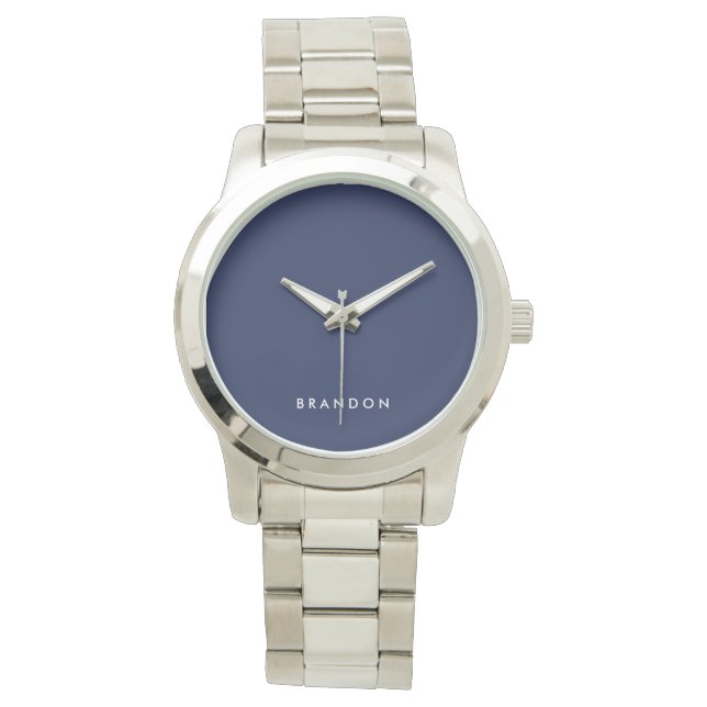 Einzigartige Geschenke für Männer Navy Blue Silver Armbanduhr (Vorderseite)