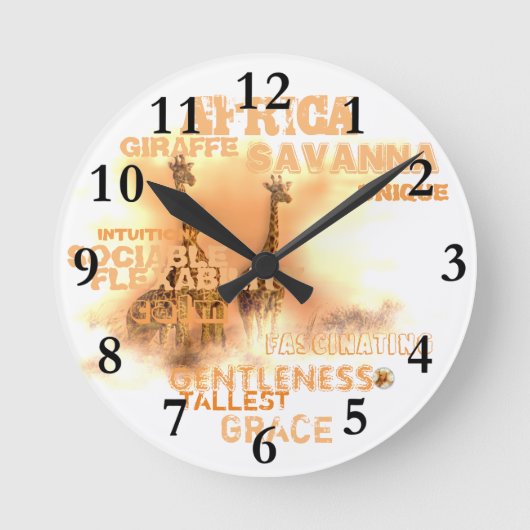 Einzigartige Giraffen, runde (mittlere) Wall-Uhr Wanduhr (Vorderseite)