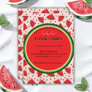 Einzigartige Glitter Moderne Wassermelone Baby Sho Einladung