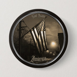 Einzigartige God Bless America-Flagge bei Nacht in Button