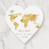 Einzigartige Gold Foil World Map Hochzeit in Urlau Geschenkanhänger (Vorderseite)