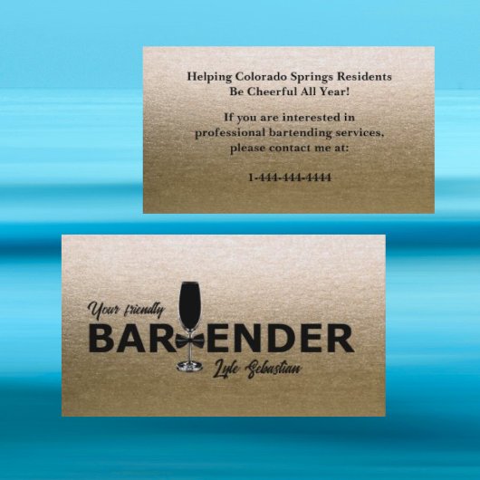 Einzigartige Gold Glitzer Bowtie Barkeeper Busines Visitenkarte