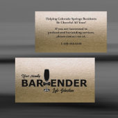 Einzigartige Gold Glitzer Bowtie Barkeeper Busines Visitenkarte