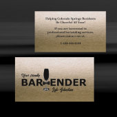 Einzigartige Gold Glitzer Bowtie Barkeeper Busines Visitenkarte