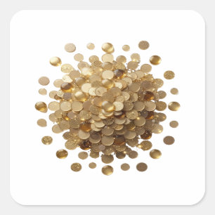 Einzigartige Goldene GOLDEN COINS EXPLOSION Vinyl- Quadratischer Aufkleber