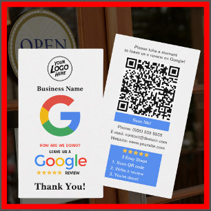 Einzigartige Google Review-Karte mit Logo und QR-C Visitenkarte