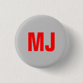 Einzigartige, grau-rote, fette Monogramm-Initialen Button (Vorderseite)