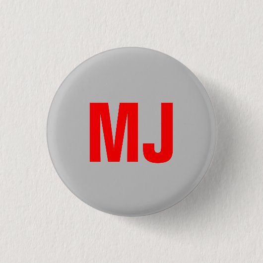 Einzigartige, grau-rote, fette Monogramm-Initialen Button (Vorderseite)