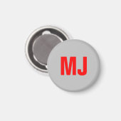 Einzigartige, grau-rote, fette Monogramm-Initialen Magnet (Vorderseite/Rückseite)