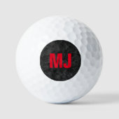 Einzigartige, grau-rote Monogramm-Initialen Golfball (Vorderseite)