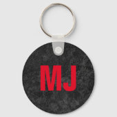 Einzigartige, grau-rote Monogramm-Initialen Schlüsselanhänger (Rückseite)