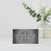 Einzigartige Graue Chic Monogram Business Card Visitenkarte (Stehend Vorderseite)
