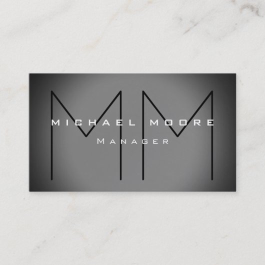 Einzigartige Graue Chic Monogram Business Card Visitenkarte (Vorderseite)