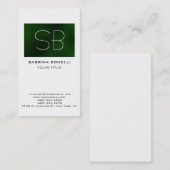 Einzigartige Green Modern Monogram White Business  Visitenkarte (Vorne/Hinten)