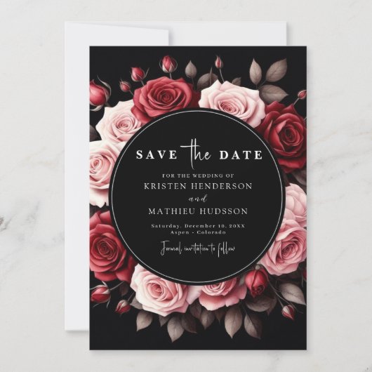 Einzigartige Grimson Red Wedding Save The Date (Vorderseite)