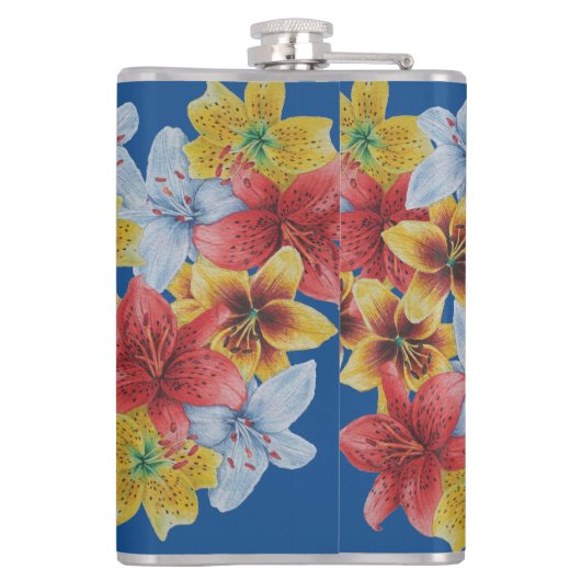 einzigartige große und fette Blume Blumen Flachmann (Rückseite)