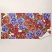 einzigartige große und kühne farbenfrohe Rose Blum Strandtuch (Vorderseite)