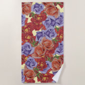 einzigartige große und kühne farbenfrohe Rose Blum Strandtuch (Vorderseite)