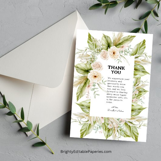 Einzigartige Grünanlage Bright Pampas Grass Tropic Dankeskarte