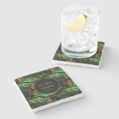 Einzigartige grüne Black Bronze Gold Hochzeit Steinuntersetzer (Seitenansicht)