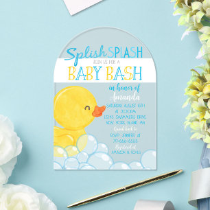Einzigartige Gummi-Enten-Baby-Party-Acryleinladung Acryleinladungen