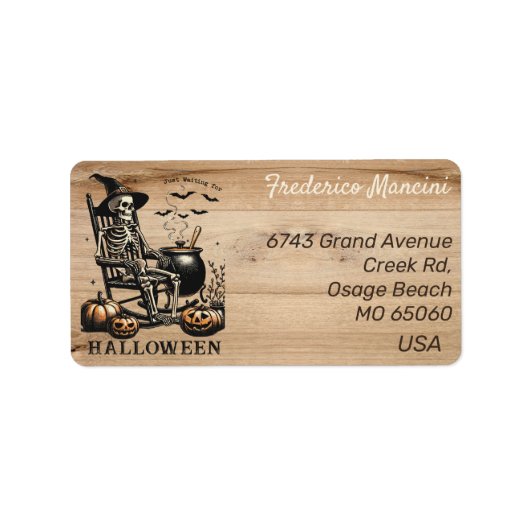 Einzigartige Halloween-Themenskelettadresse Adressaufkleber (Vorne)
